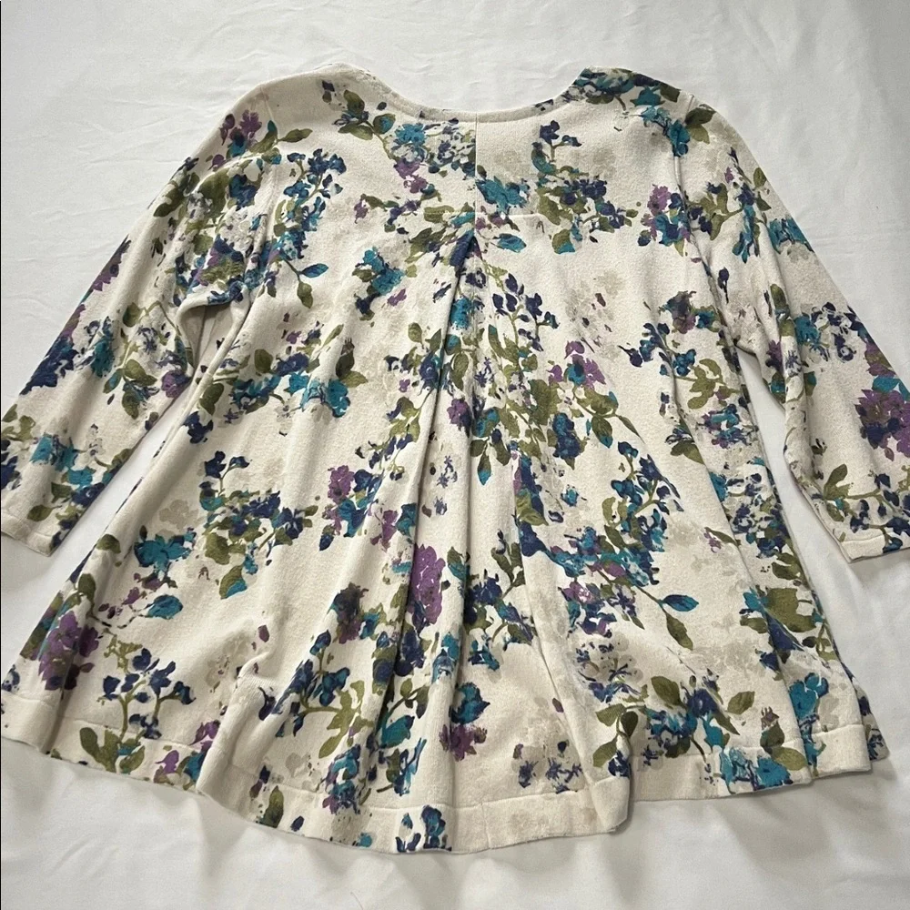J Jill Floral Print 3/4 Sleeve Cardigan - Picture 2 of 3